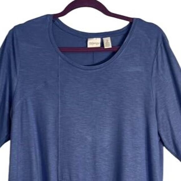 Chicos Zenergy Shirt Womens Medium Blue Relaxed Fit Tunic Round Neck Pullover - Picture 3 of 7